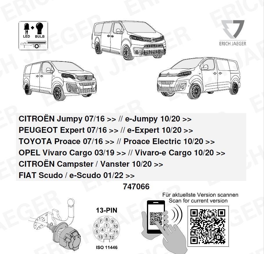 CITROEN Jumpy/Spacetourer 2016- Römork Tesisatı 13P