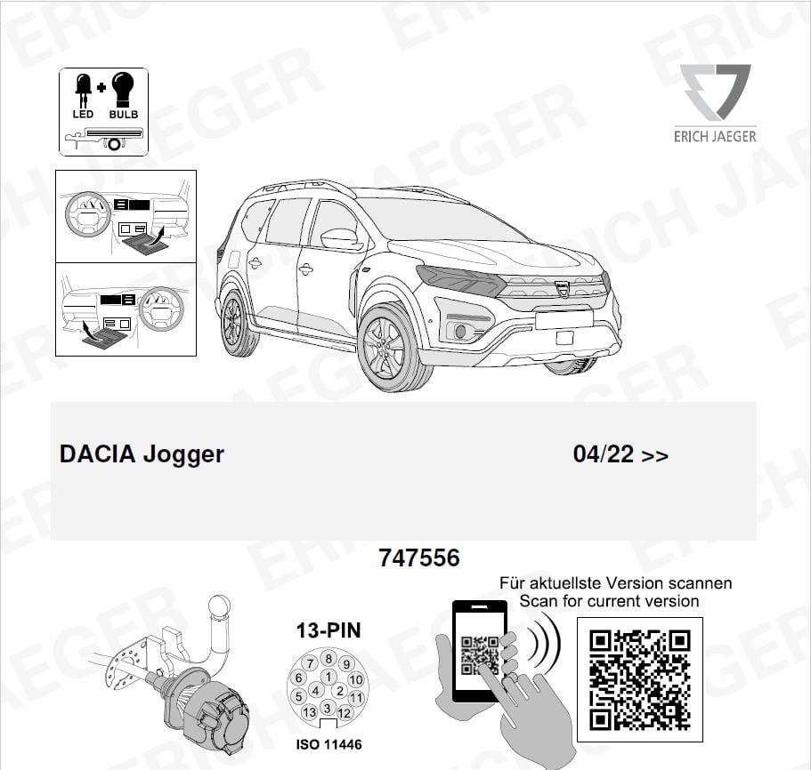DACIA Jogger 2022- Römork Tesisatı 13P