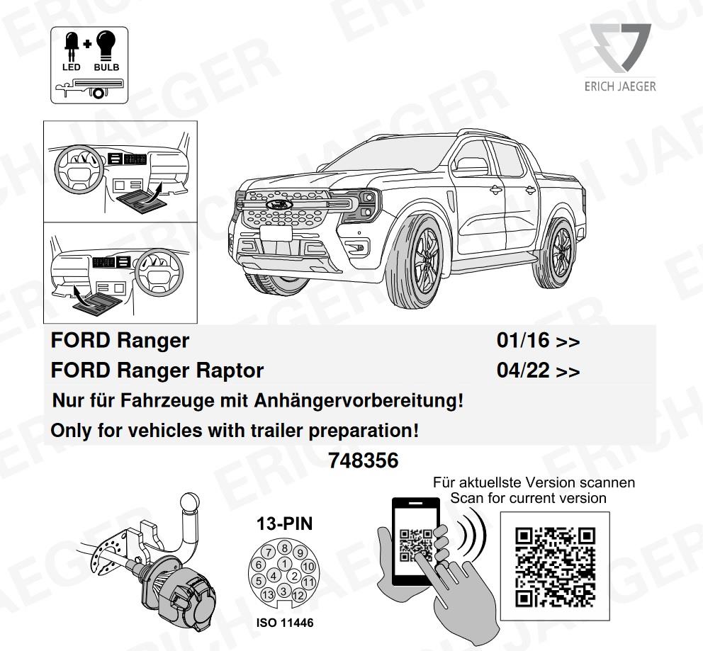 FORD Ranger 2019- Römork Tesisatı 13P