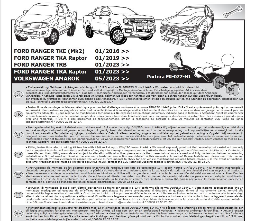 FORD Ranger 2019- Römork Tesisatı 13P