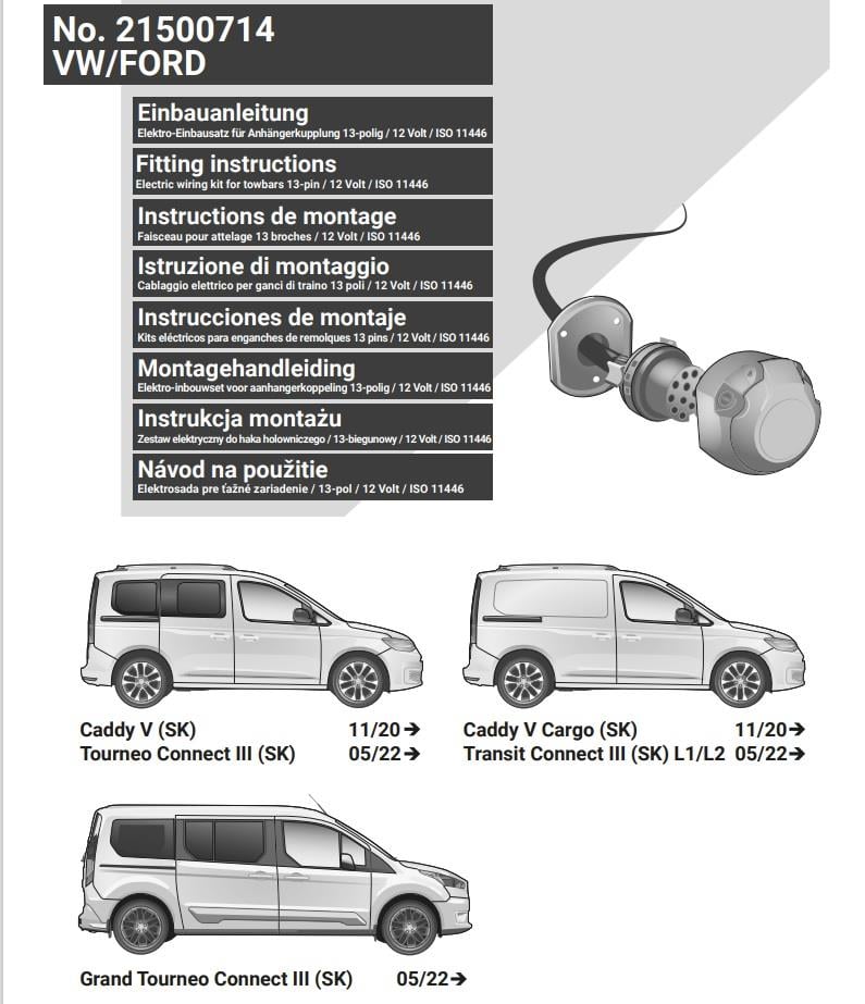 FORD Tourneo/Transit Connect 2022- Römork Tesisatı 13P