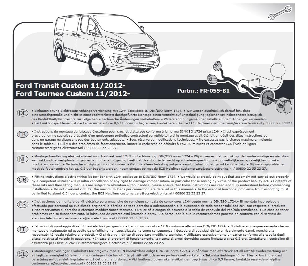 FORD Transit/Tourneo Custom 2012-2016 Römork Tesisatı 7P