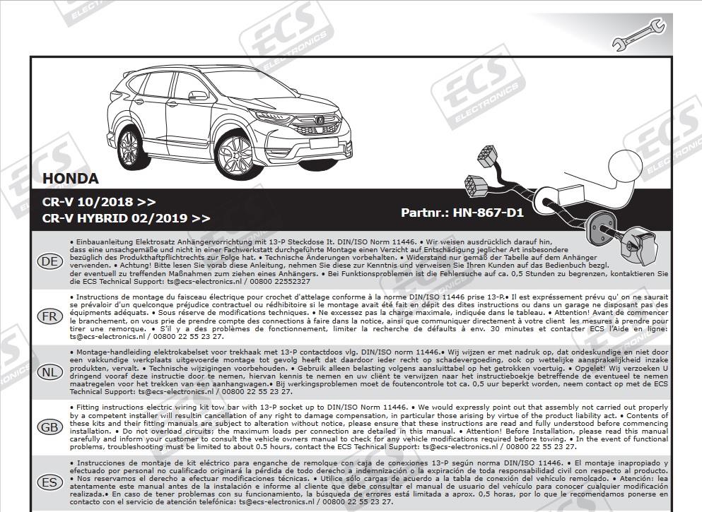 HONDA CR-V 2018-2023 Römork Tesisatı 13P