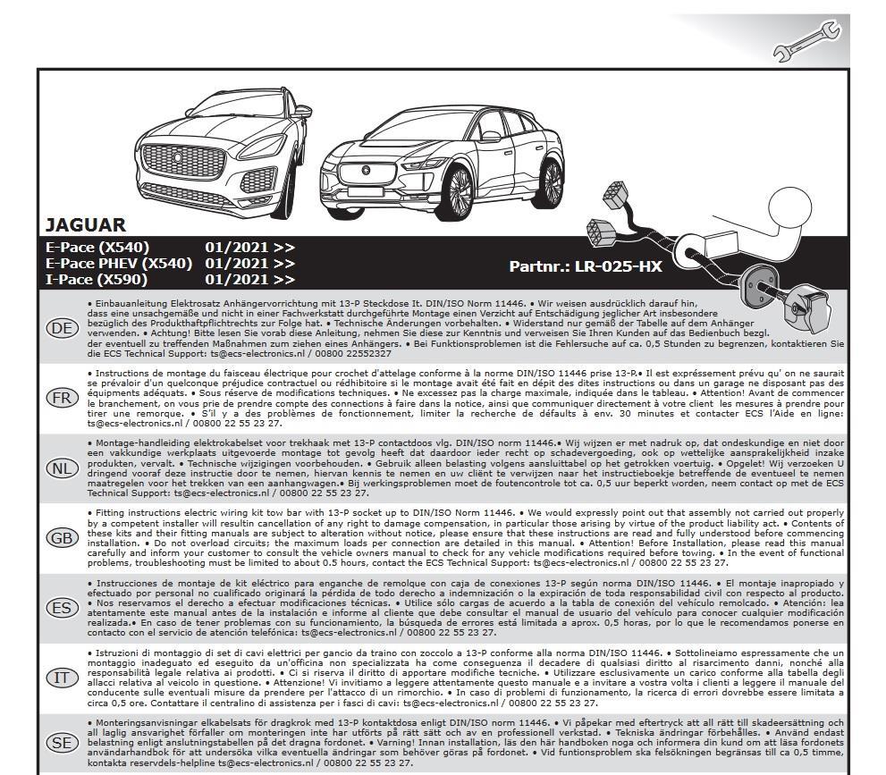 JAGUAR E-Pace 2021- Römork Tesisatı 13P
