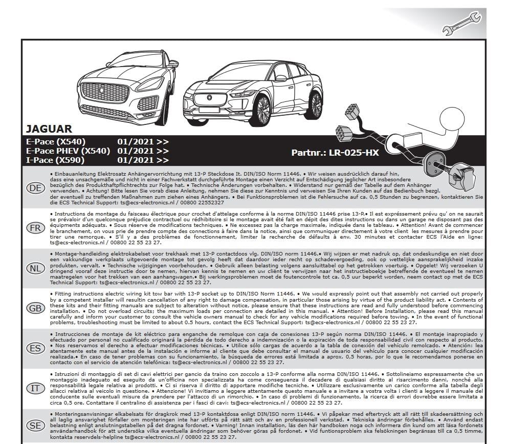 JAGUAR E-Pace 2021- Römork Tesisatı 13P