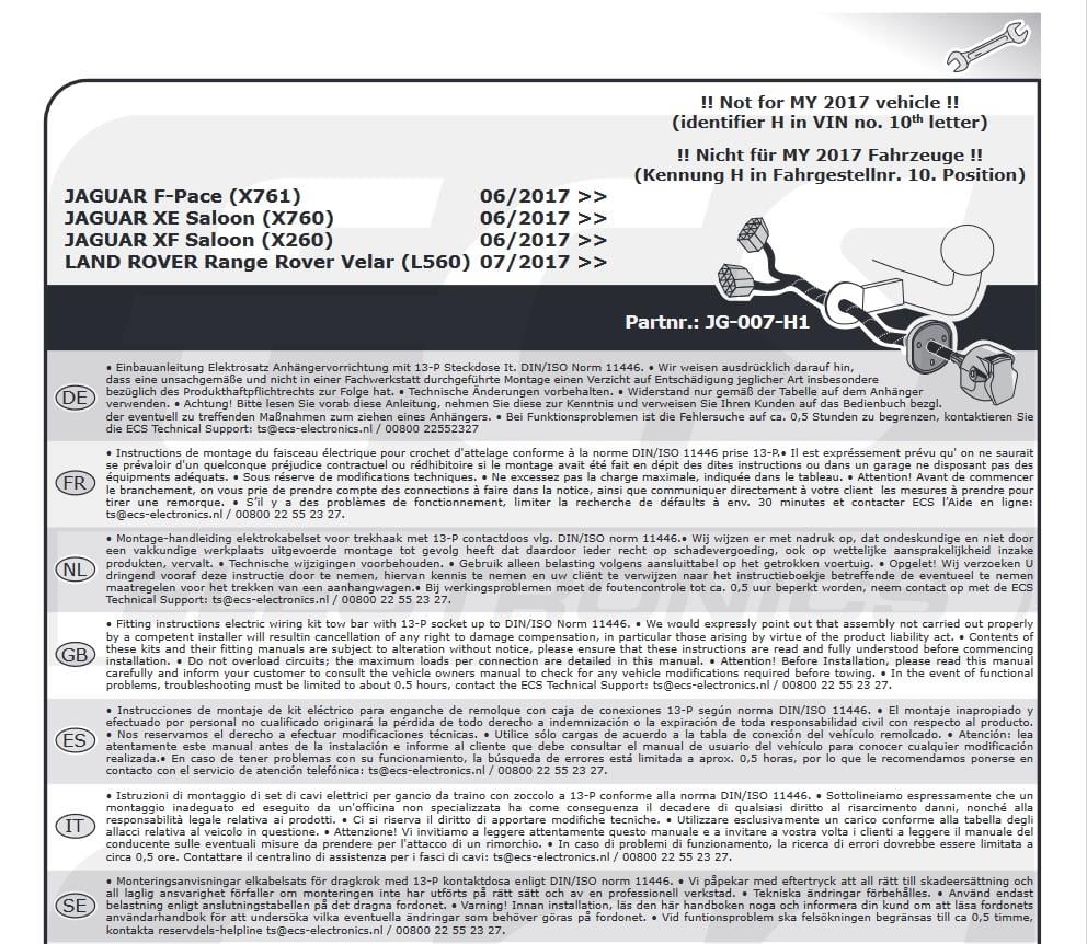 JAGUAR F-Pace 2017-2021 Römork Tesisatı 13P