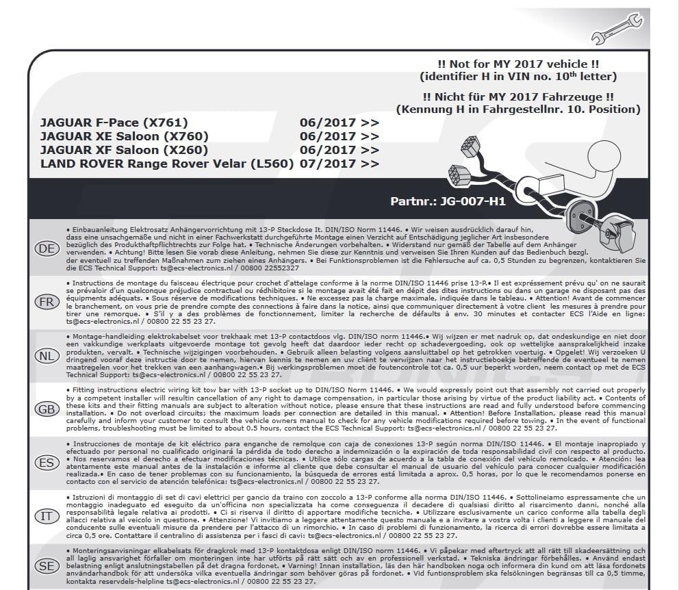 JAGUAR F-Pace 2017-2021 Römork Tesisatı 13P