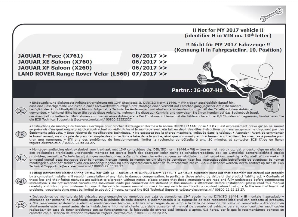 JAGUAR F-Pace 2017-2021 Römork Tesisatı 13P