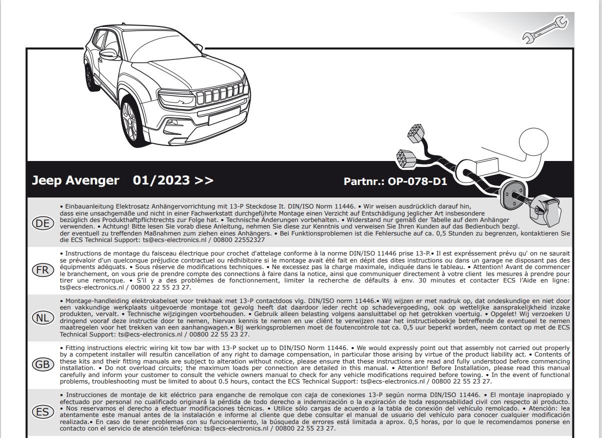 JEEP Avenger Römork Tesisatı 13P