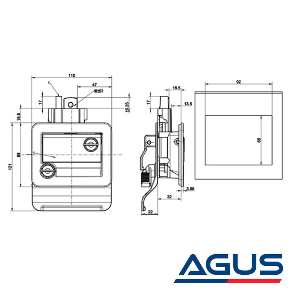 Karavan Çift Kilitli Kapı Kilidi Krom