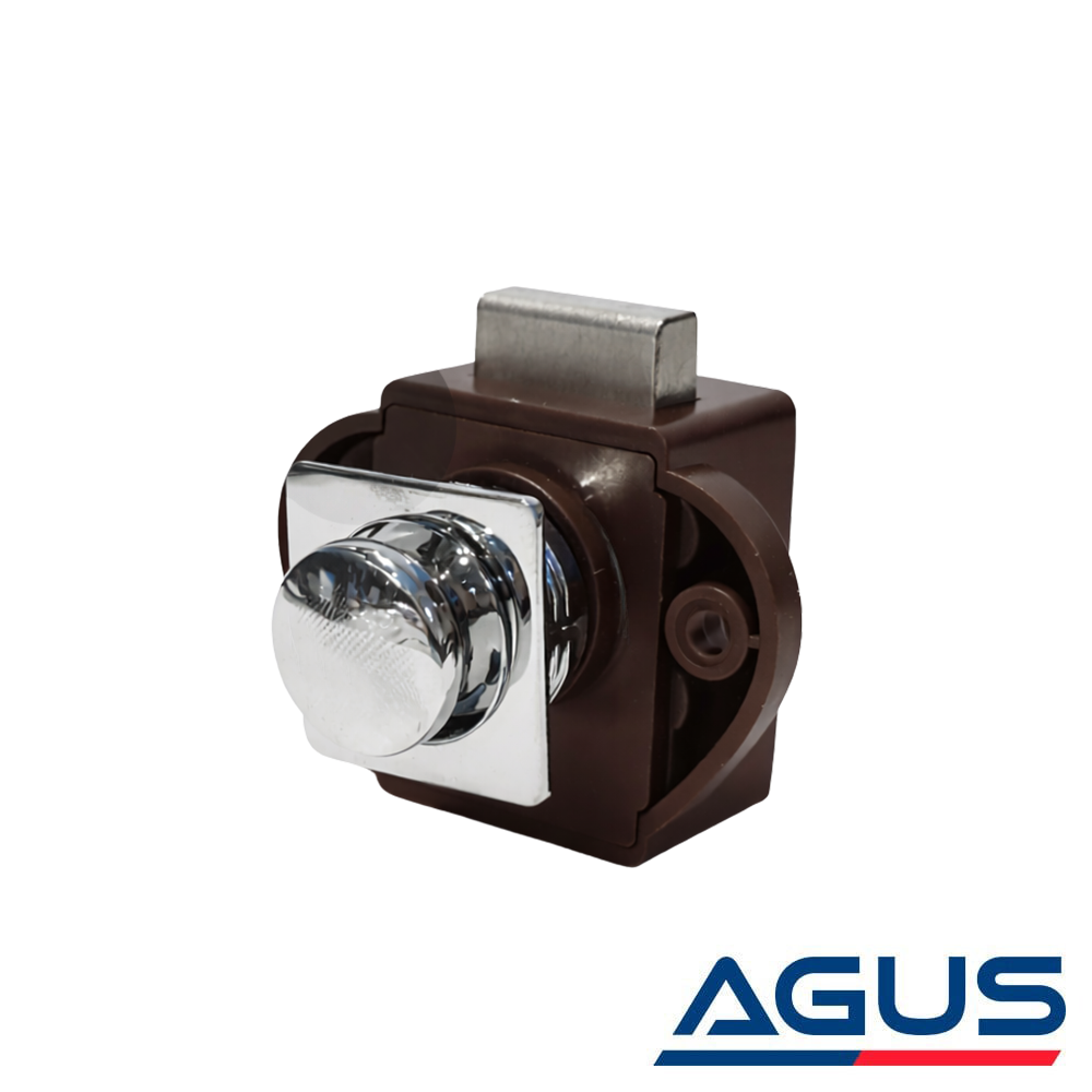 Karavan Krom 20mm. Çerçeveli Yuvarlak Bas Çek Mobilya Kilidi