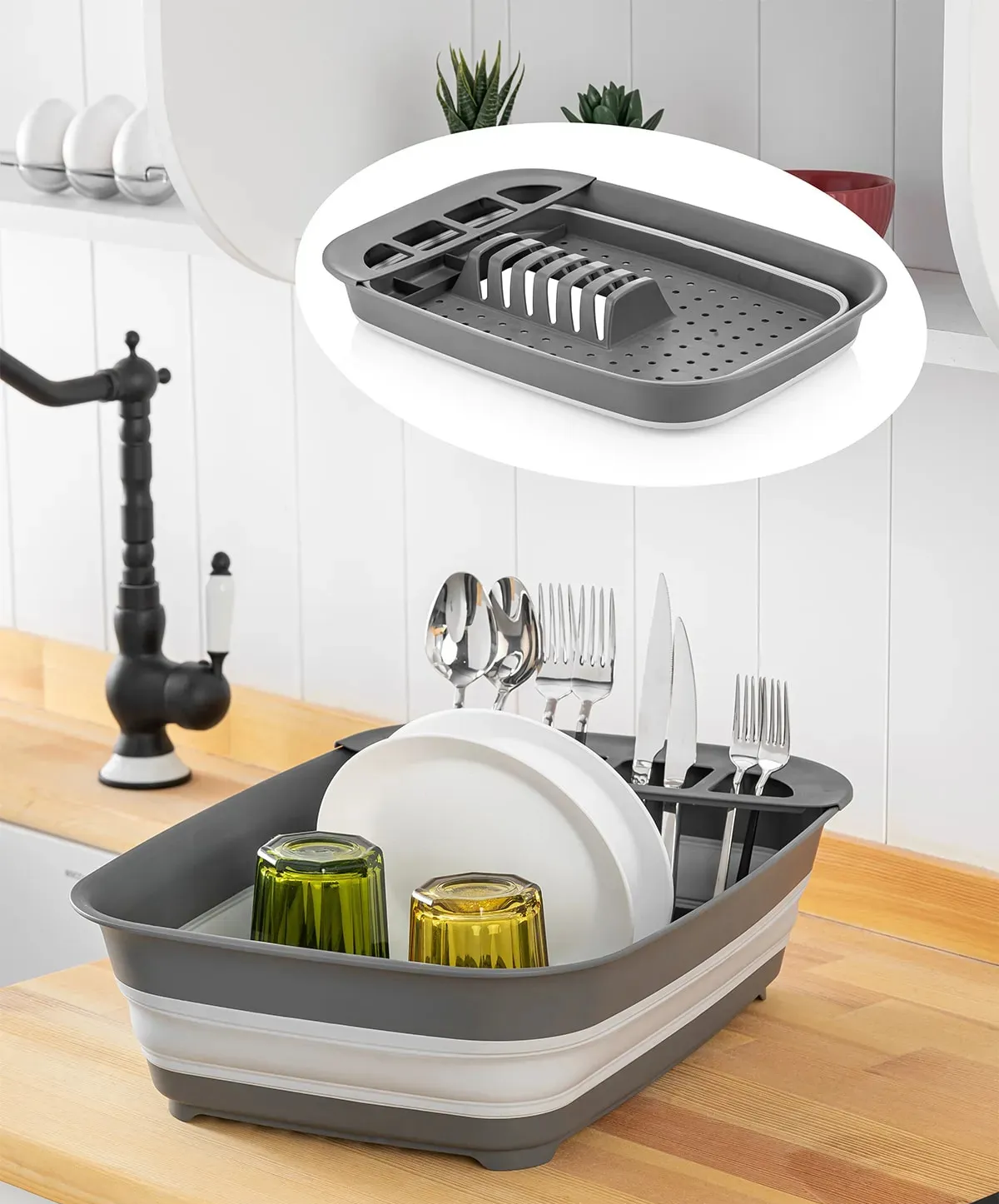 Katlanır Silikon Tabak & Çatal-Bıçak Tutucu