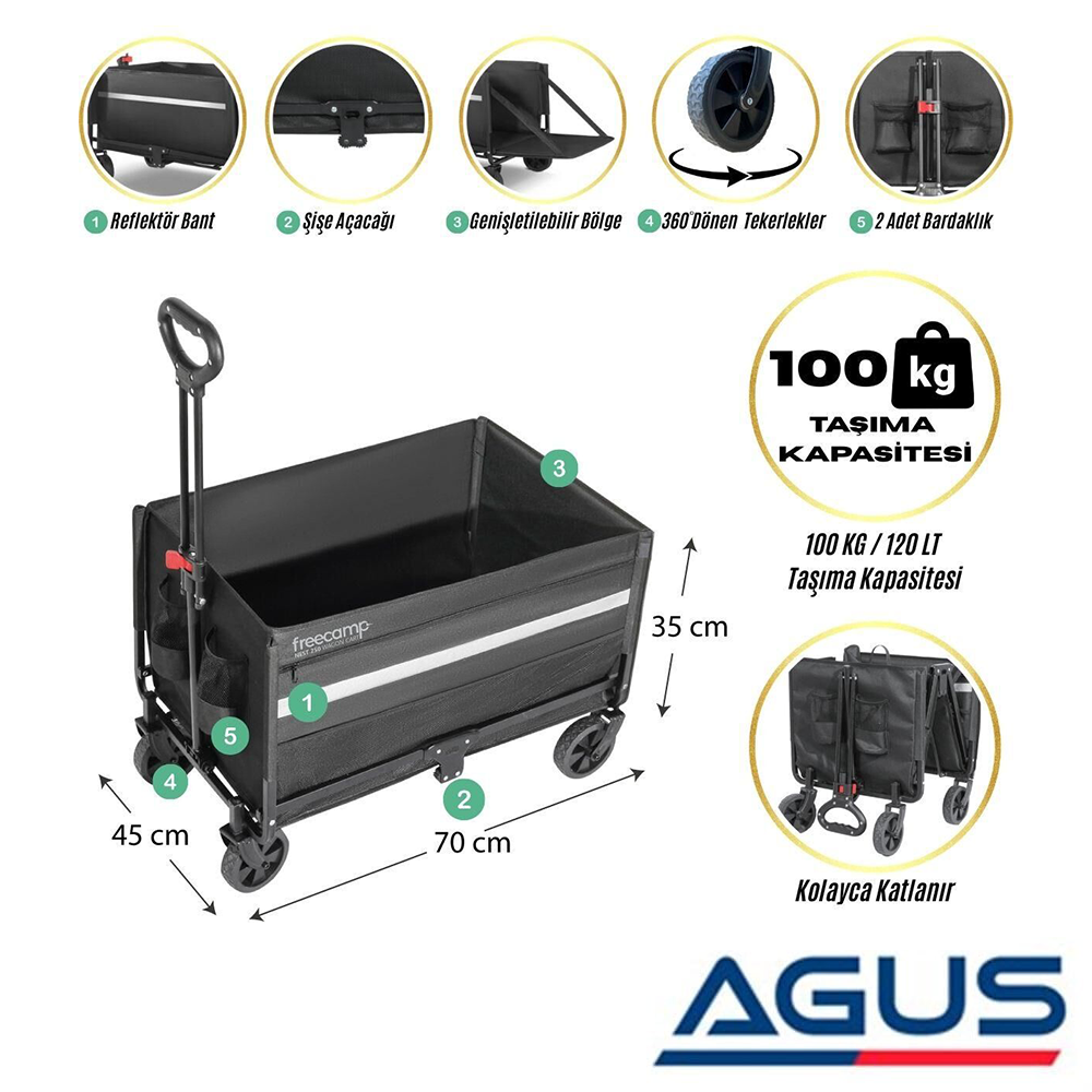 Katlanır & Taşınabilir Plaj - Kamp Arabası 120 Litre