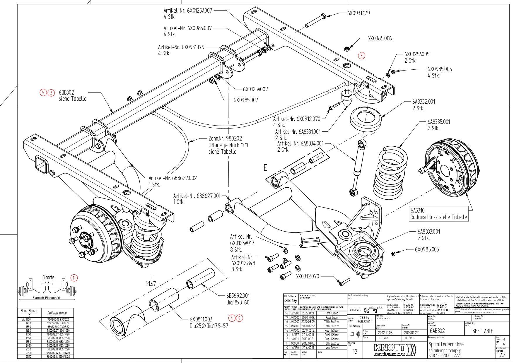 Knott 1350 kg Bağımsız Süspansiyonlu Dingil 1400 mm