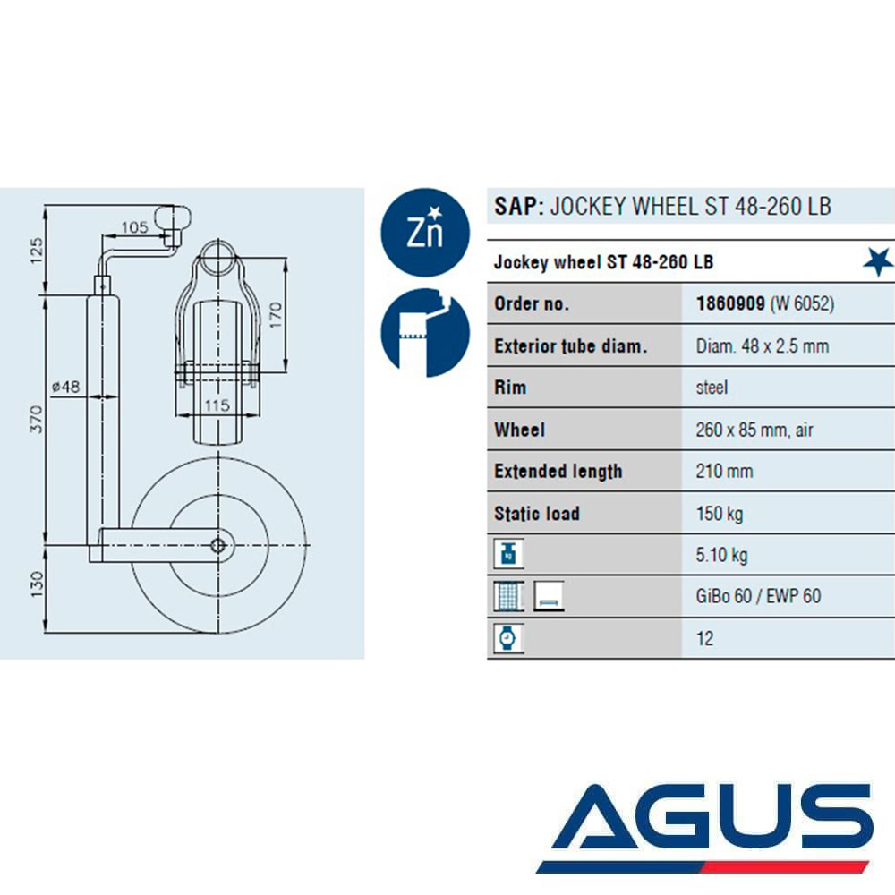 Knott 150 kg 48 mm Krikolu Ön Destek Tekeri Tubeless Havalı