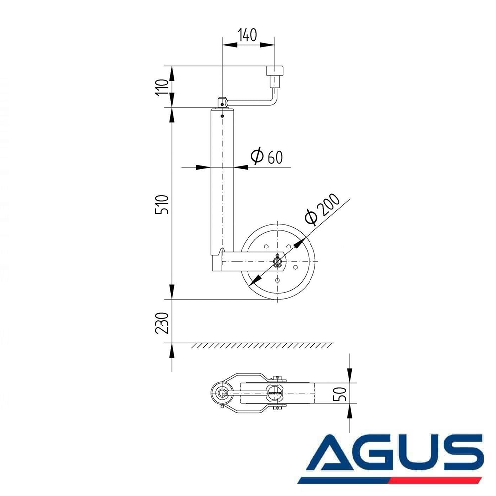 Knott 500 kg Krikolu Ön Destek Tekeri 60mm