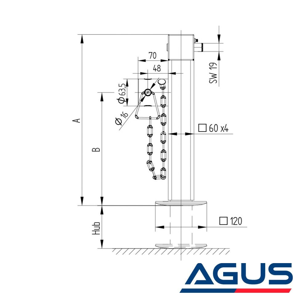 KNOTT Römork Krikolu Kare Tip Köşe Destek Ayağı 1300 Kg