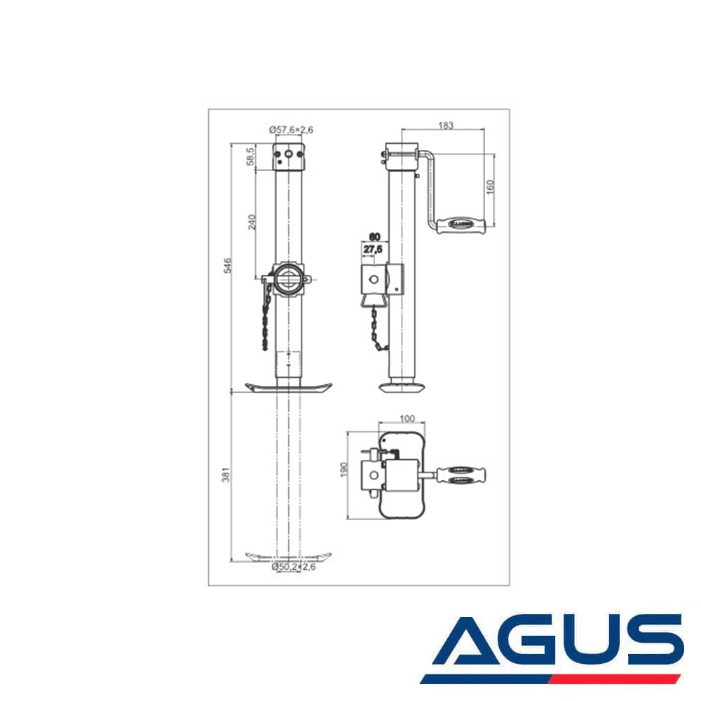 KNOTT Römork Krikolu Köşe Destek Ayağı 900 kg
