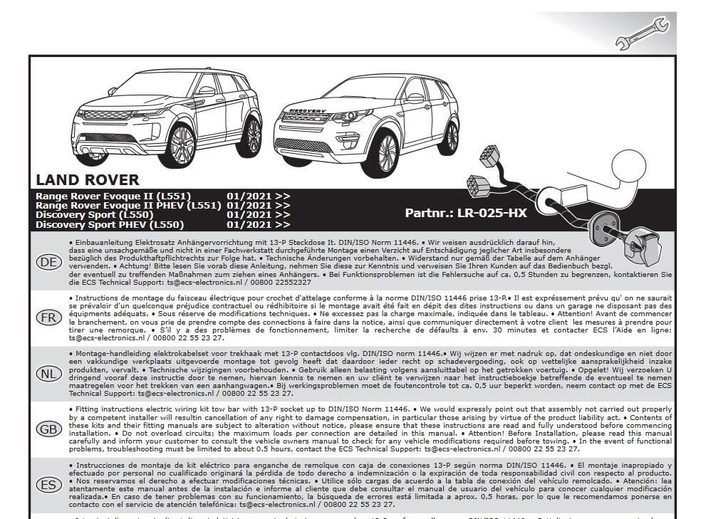 LAND ROVER Discovery Sport 2021- Römork Tesisatı 13P