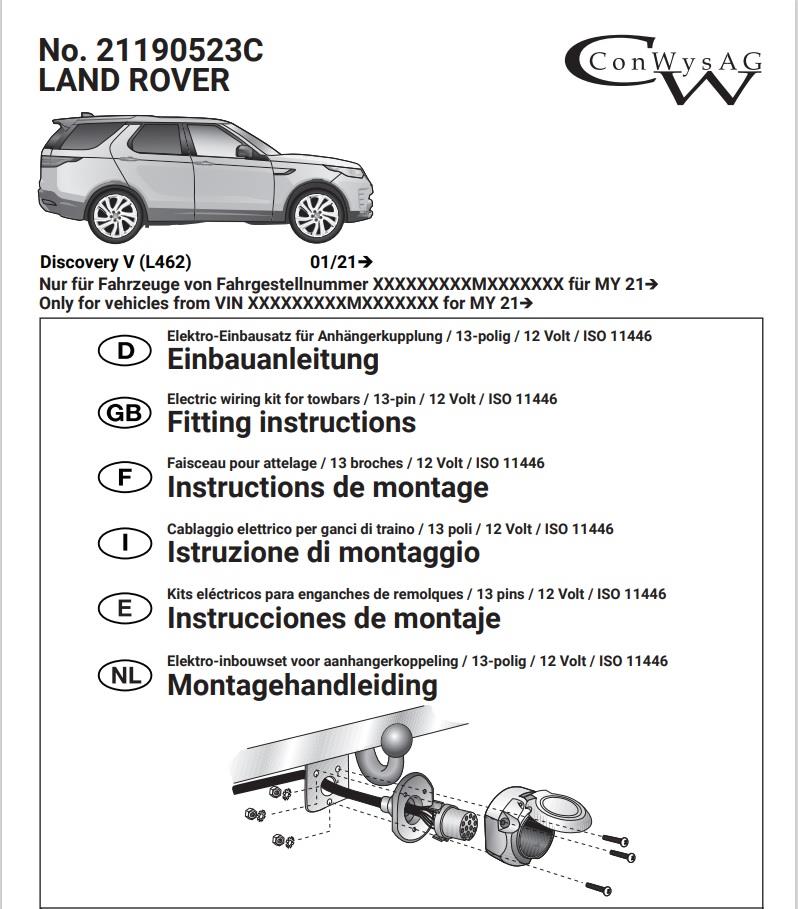 LAND ROVER Discovery V 2021- Römork Tesisatı 13P
