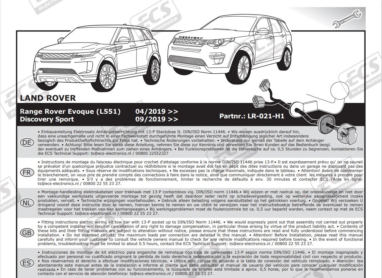 LAND ROVER Range Rover Evoque 2019-2020 Römork Tesisatı 13P
