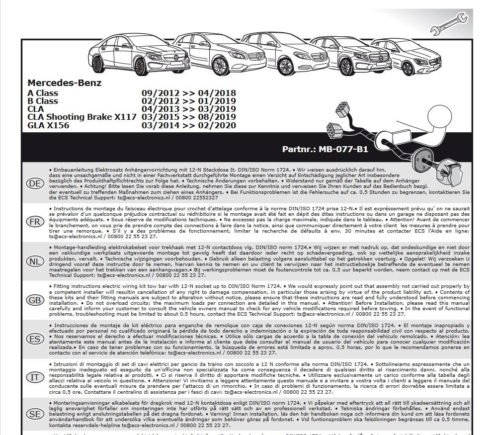 MERCEDES A Serisi W176 2012-2018 Römork Tesisatı 7P
