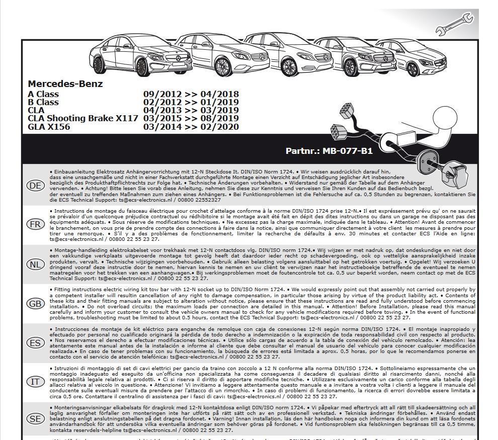 MERCEDES A Serisi W176 2012-2018 Römork Tesisatı 7P