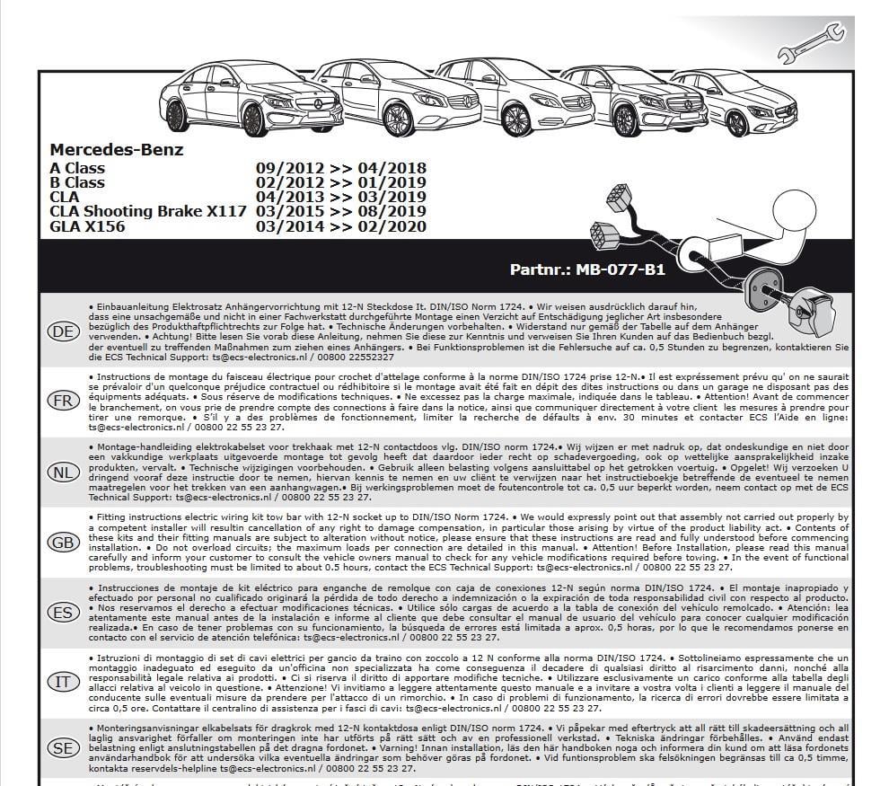 MERCEDES A Serisi W176 2012-2018 Römork Tesisatı 7P