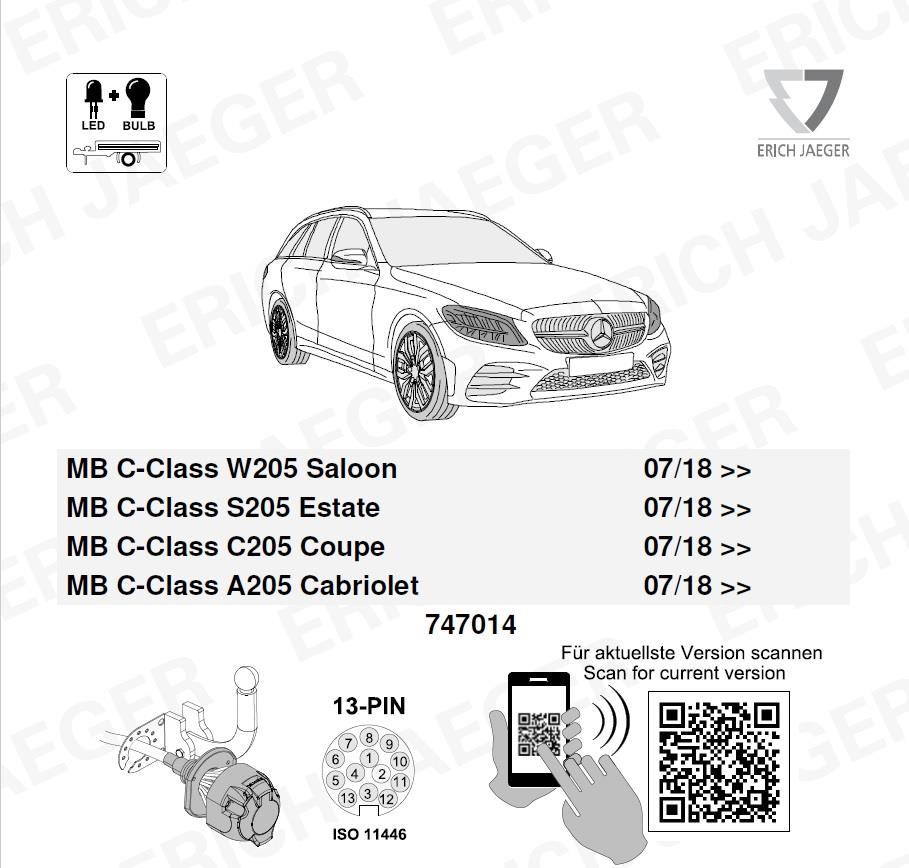 MERCEDES C Serisi W205 2018-2021 Römork Tesisatı 13P