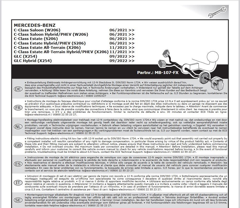 MERCEDES C Serisi W206 2021- Römork Tesisatı 7P
