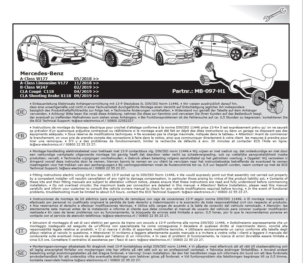 MERCEDES CLA C118/X118 2019- Römork Tesisatı 13P