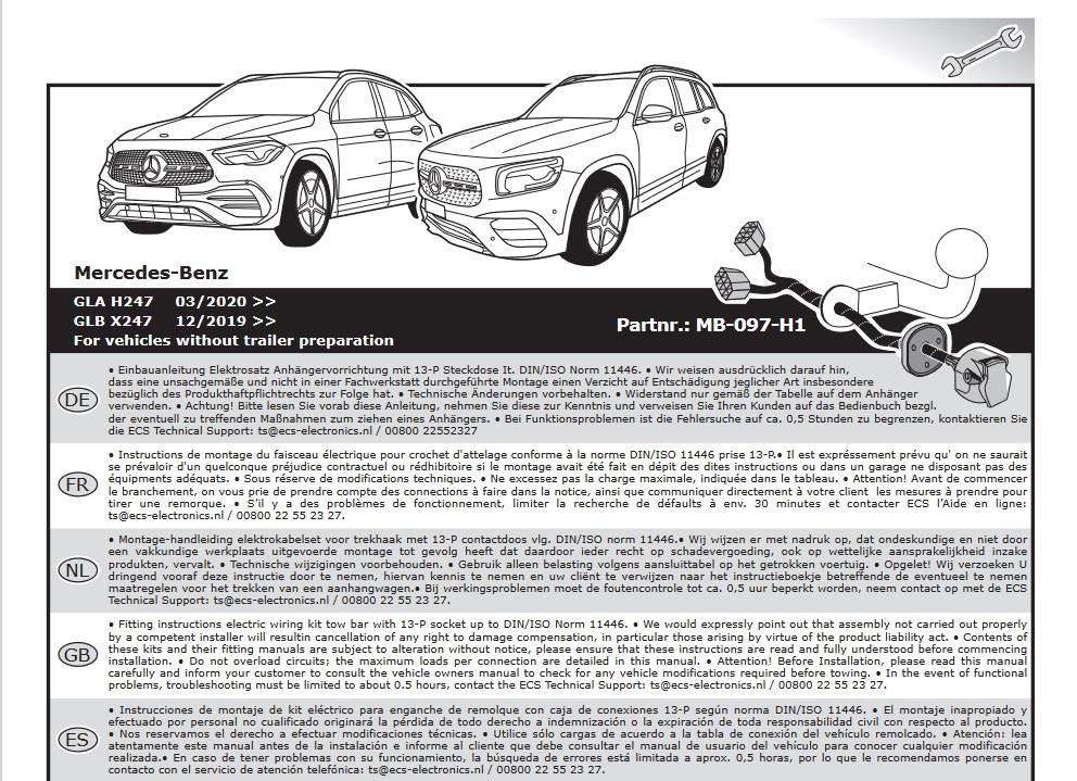 MERCEDES GLA H247 2020- Römork Tesisatı 13P