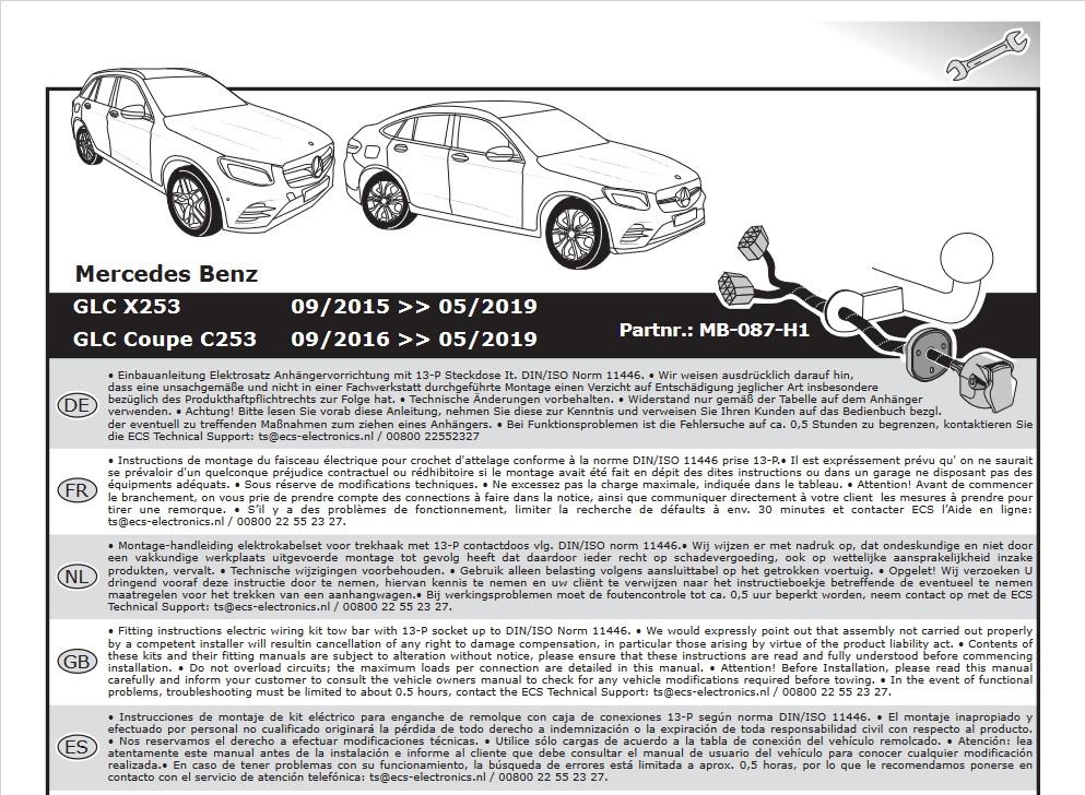 MERCEDES GLC X253/C253 2015-2019 Römork Tesisatı 13P