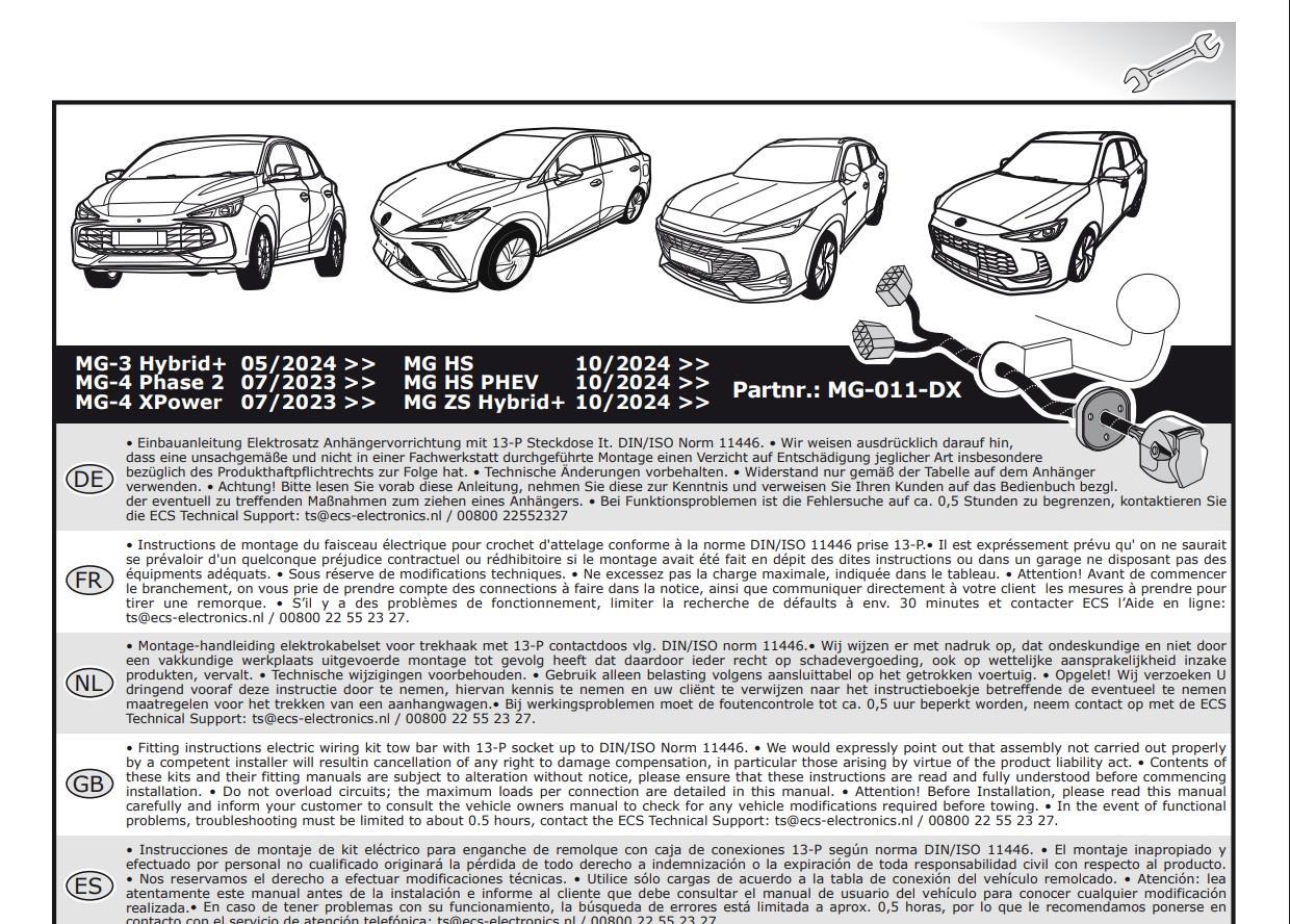 MG HS Electric Römork Tesisat 13P
