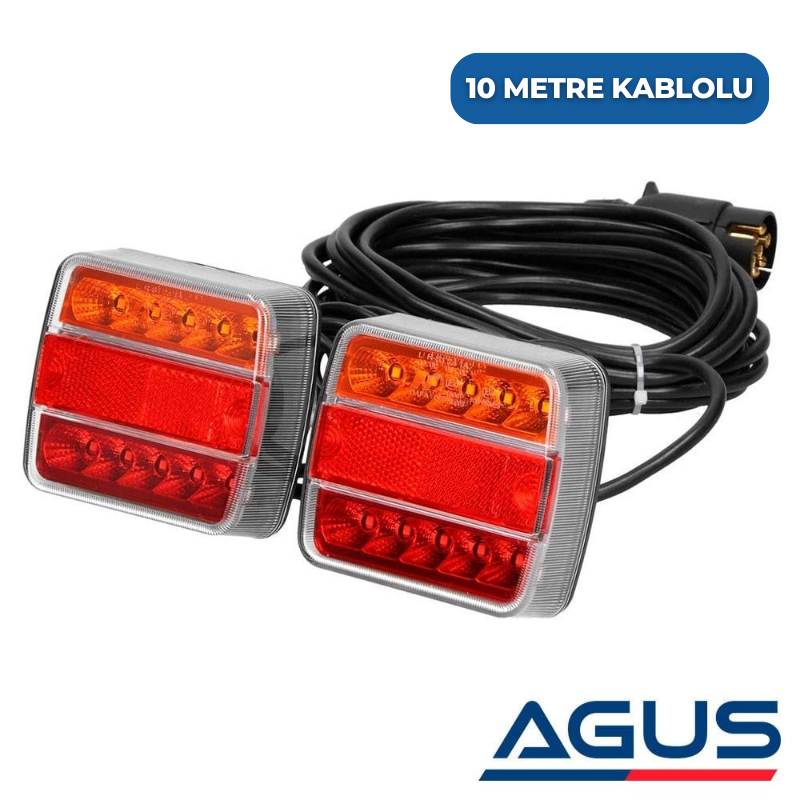 Mıknatıslı Led Römork Stop Lambası Seti 7 Pin Soketli 12v
