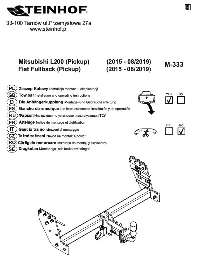 MITSUBISHI L200 Amerikan Tip Sökülebilir Çeki Demiri 2015-2019 Pick-Up, Kamyonet