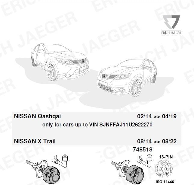 NISSAN Qashqai J11 2014-2019 Römork Tesisatı 13P