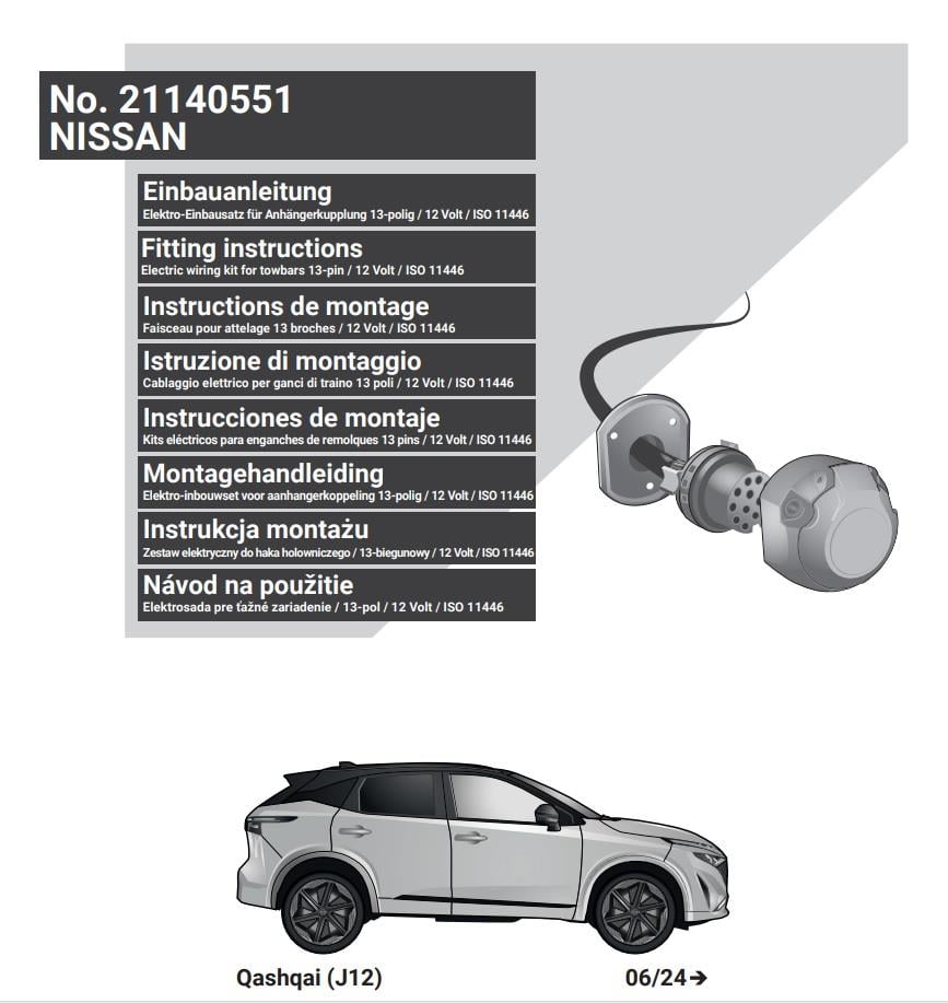 NISSAN Qashqai J12 2024- Römork Tesisatı 13P