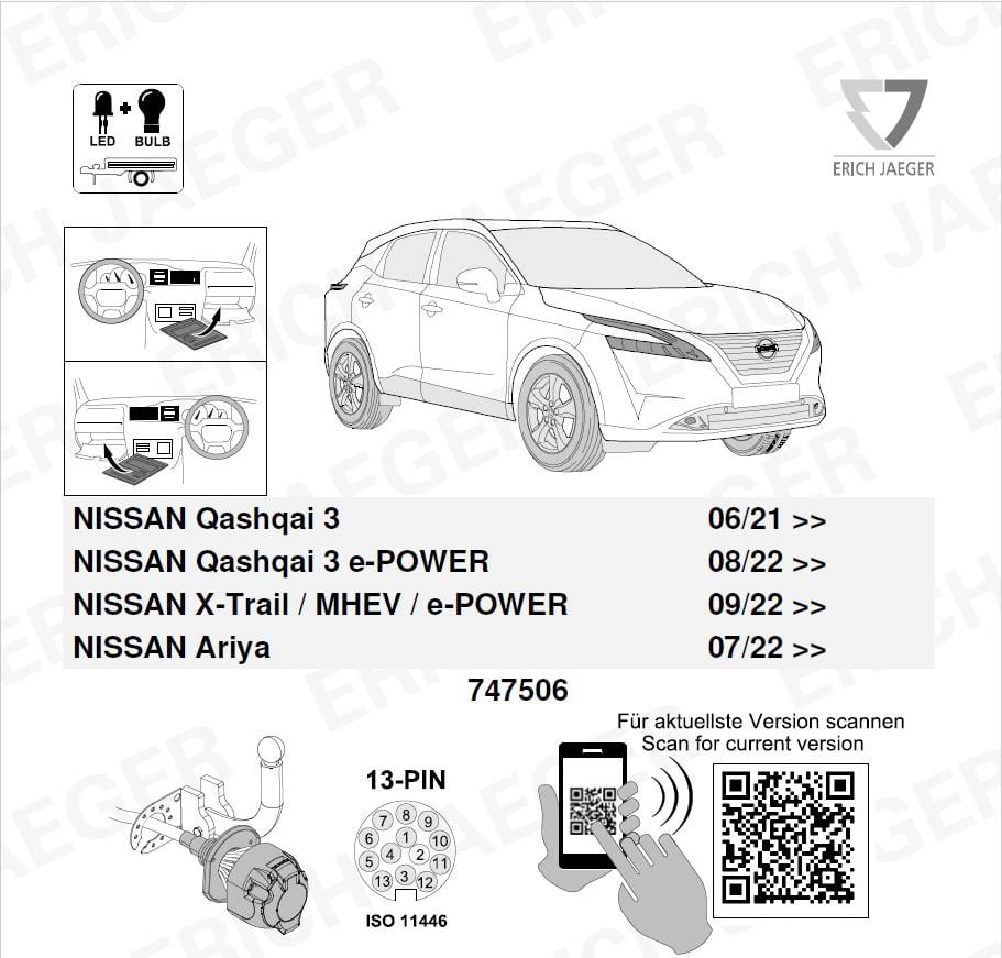 NISSAN Qashqai J12 2024- Römork Tesisatı 13P