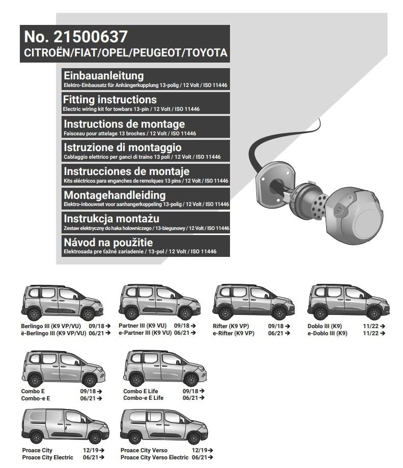 OPEL Combo E 2018- Römork Tesisatı 13P