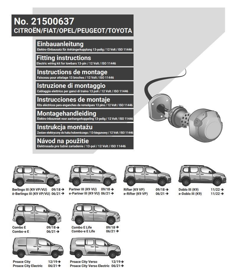 OPEL Combo E 2018- Römork Tesisatı 13P