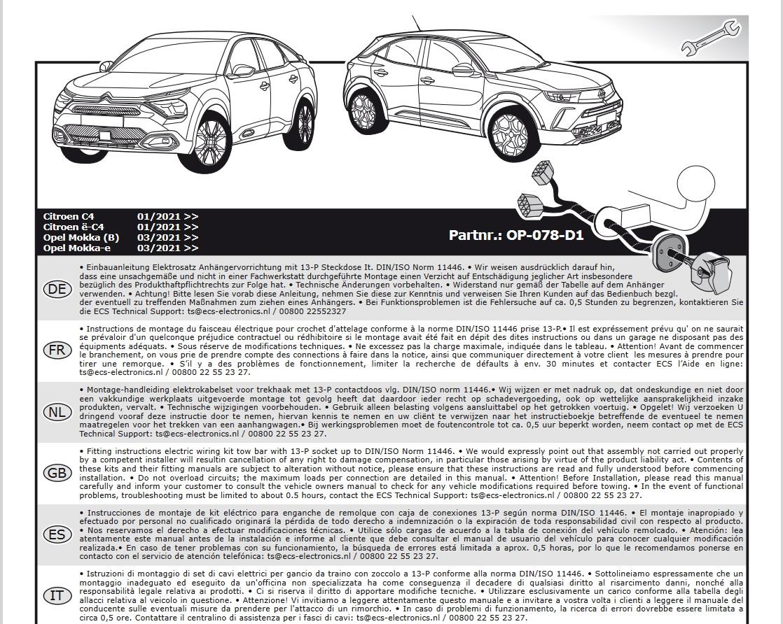 OPEL Mokka 2021- Römork Tesisat 13P