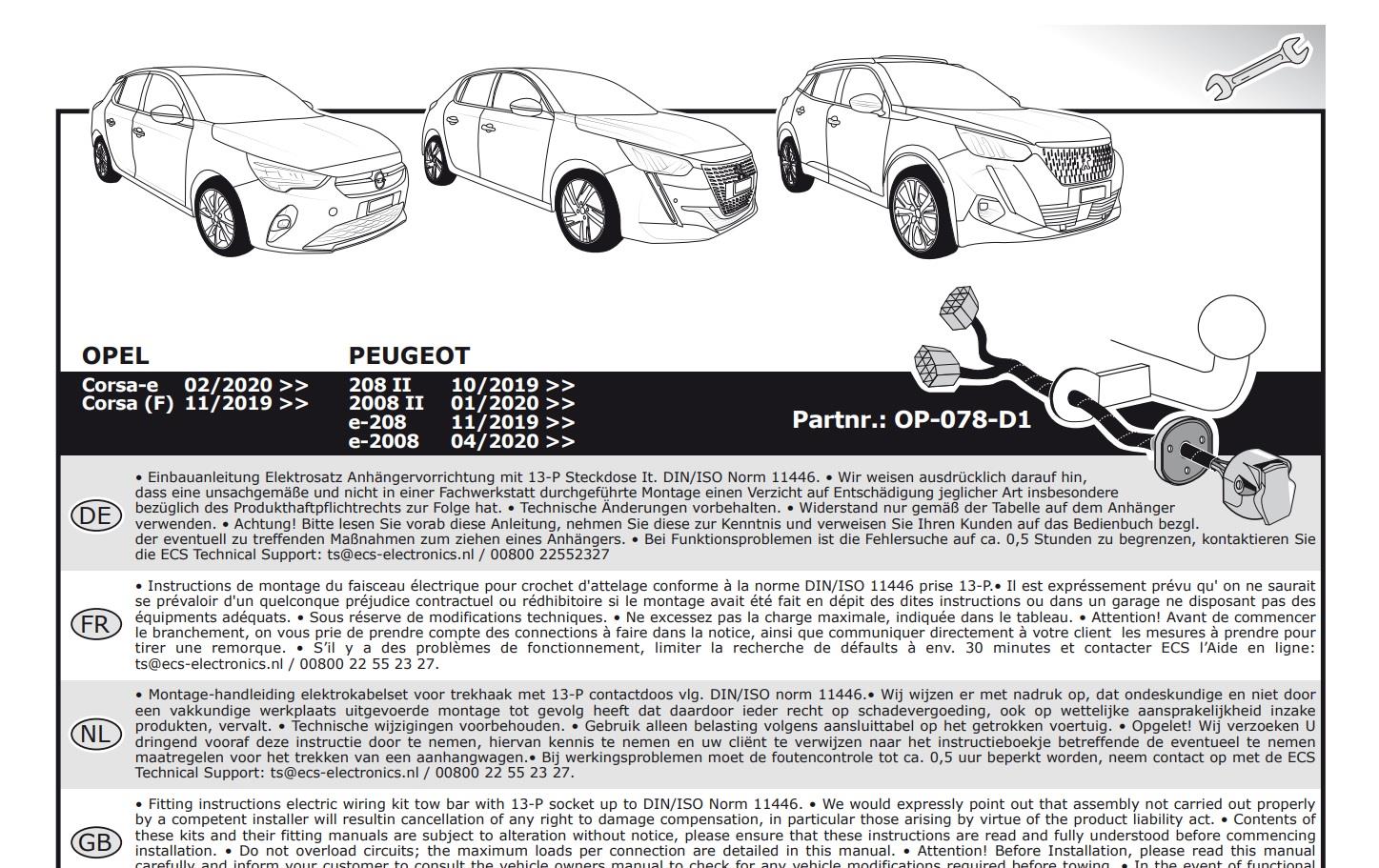 PEUGEOT 2008 2019- Römork Tesisat 13P