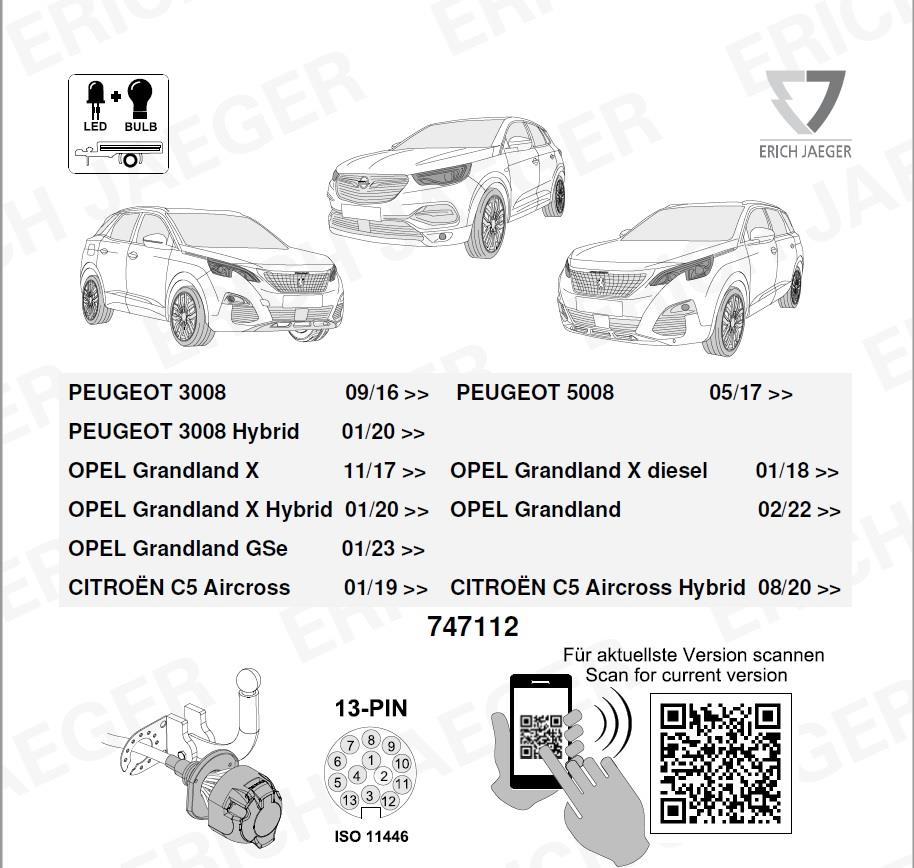 PEUGEOT 3008 2016- Römork Tesisat 13P