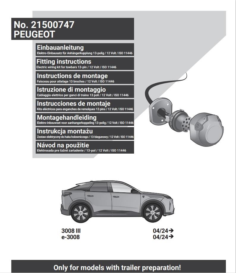 PEUGEOT 3008 2024- Römork Tesisat 13P