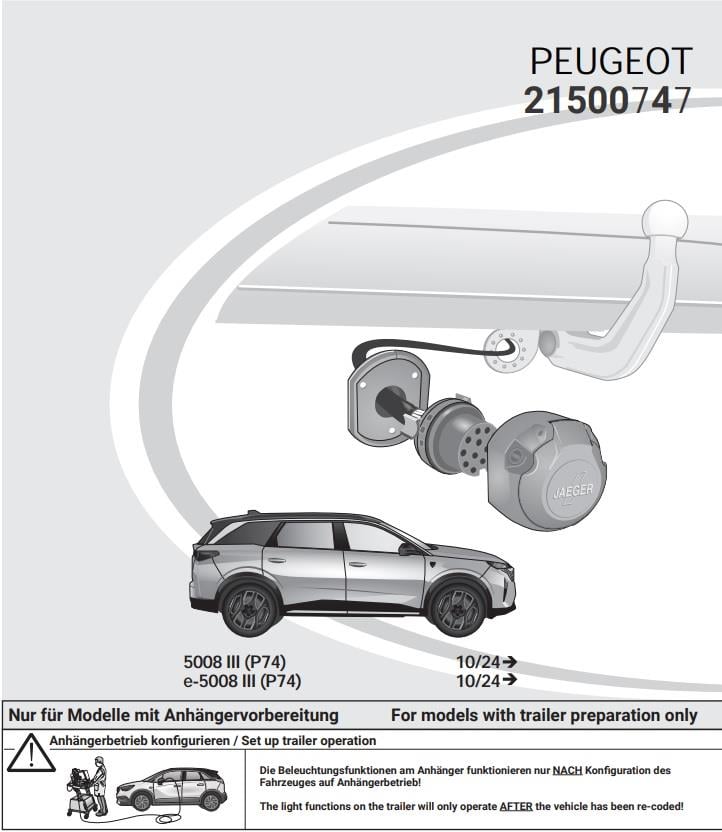 PEUGEOT 5008 2024- Römork Tesisat 13P