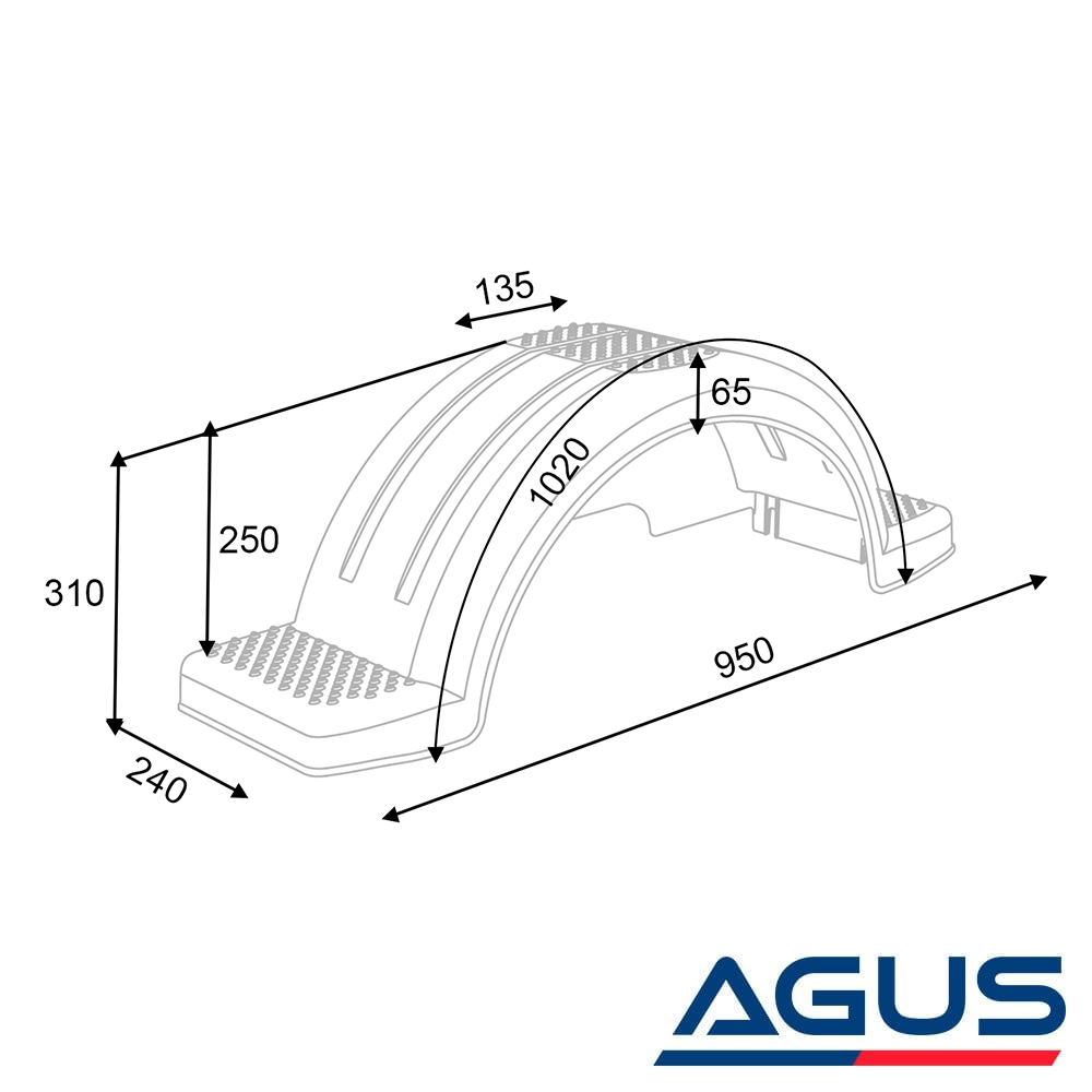 Plastik Basamaklı Römork Çamurluk 240 mm Genişlik