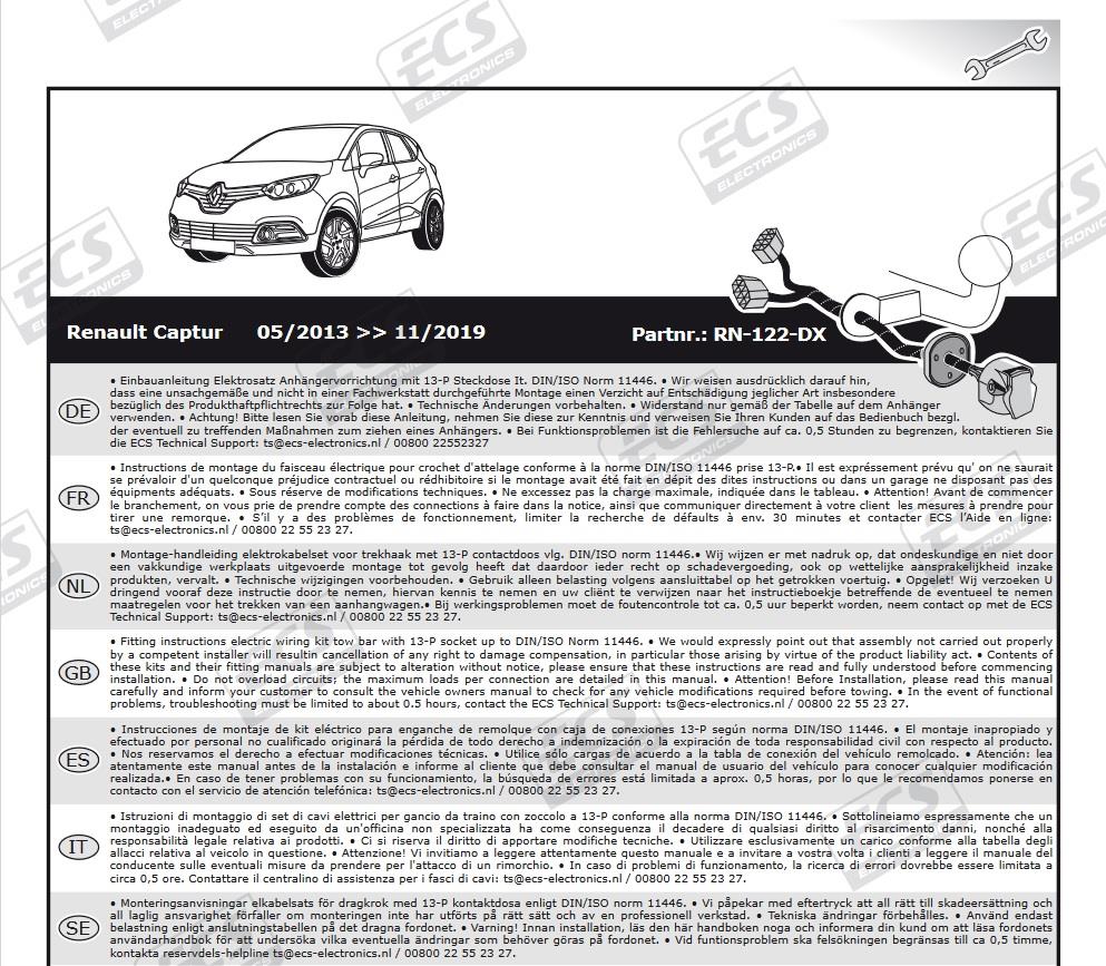 RENAULT Captur 2013-2019 Römork Tesisatı 13P