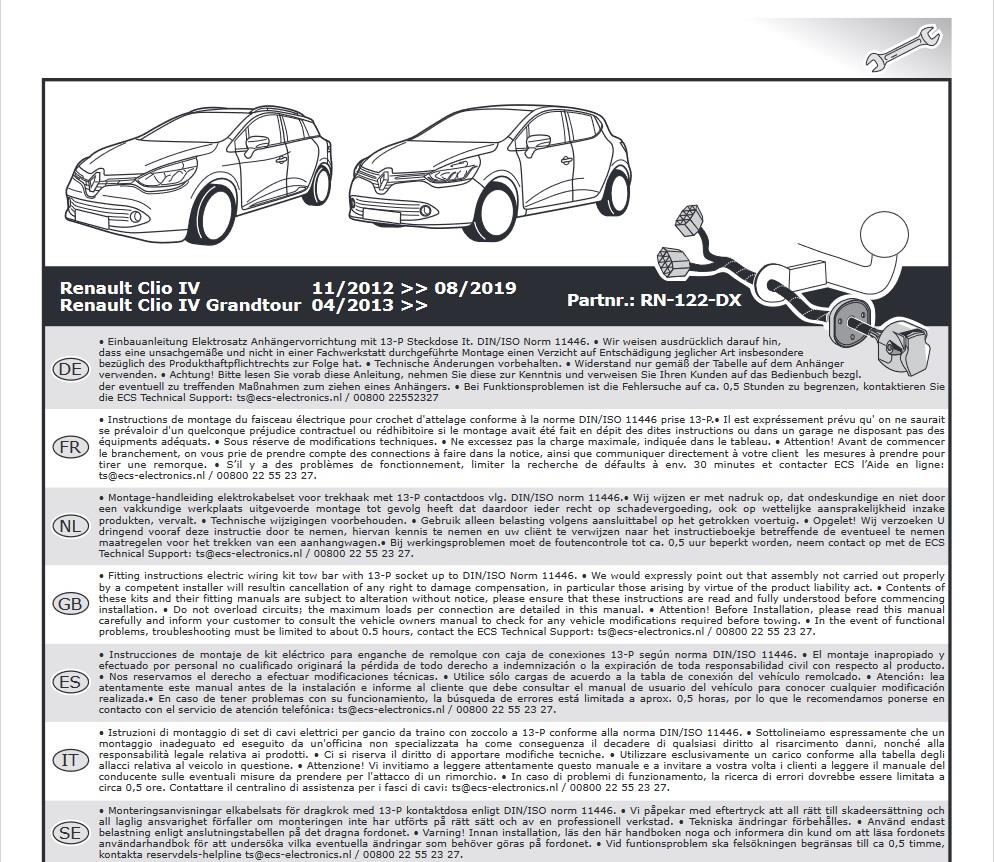 RENAULT Clio 2012-2019 Römork Tesisatı 13P