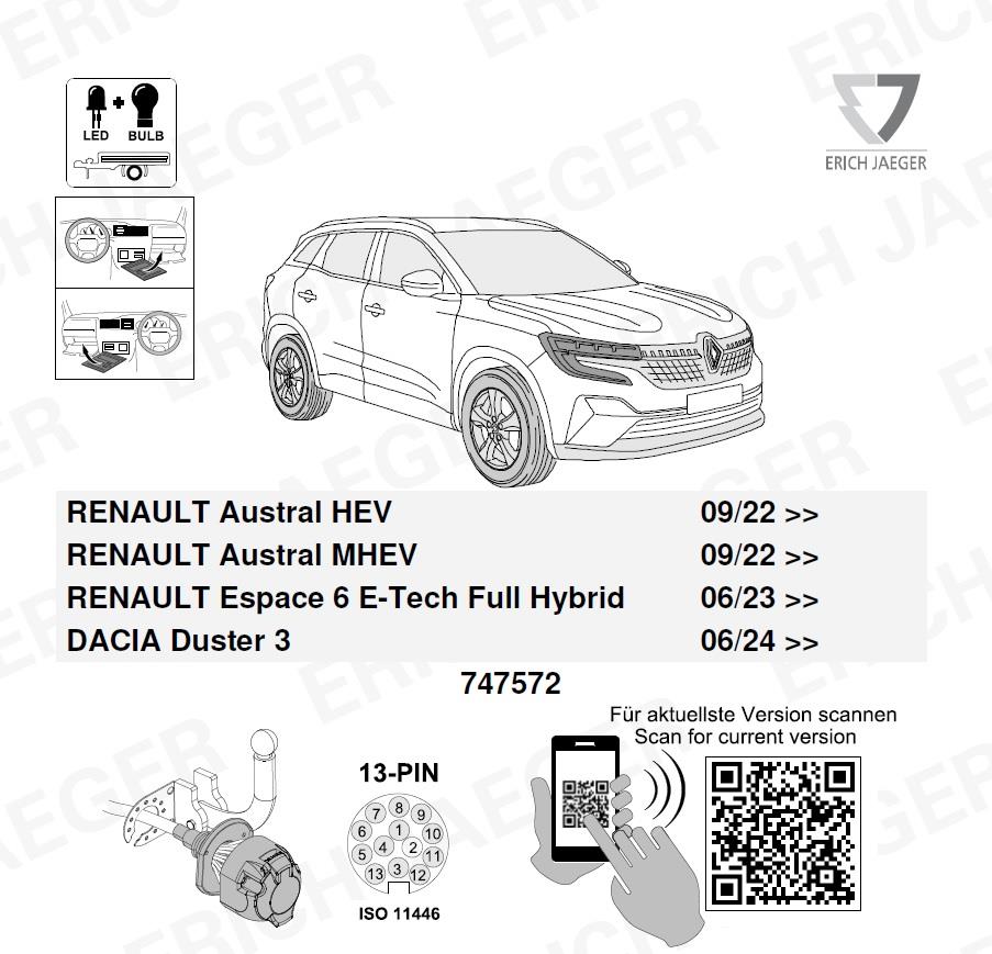 RENAULT Duster 2024- Römork Tesisatı 13P
